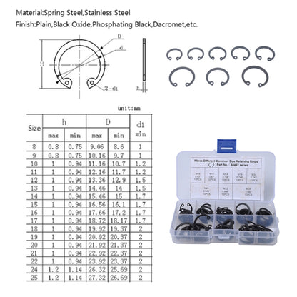 80 PCS Car C Shape Circlip Snap Ring Assortment Retaining Rings - In Car by buy2fix | Online Shopping UK | buy2fix