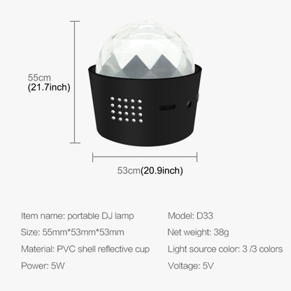 D33 5W USB Charging RGB Car Decoration Portable DJ Light Sound Activated Rotating Strobe Effect Atmosphere Light Star Music Light Lamp, DC 5V - Atmosphere lights by buy2fix | Online Shopping UK | buy2fix