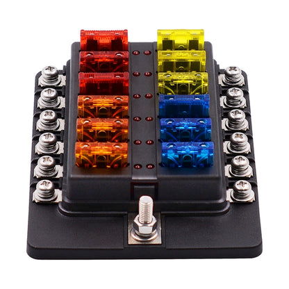 1 in 12 Out Fuse Box Screw Terminal Section Fuse Holder Kits with LED Warning Indicator for Auto Car Truck Boat - In Car by buy2fix | Online Shopping UK | buy2fix