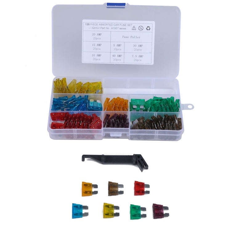 120 PCS Mix Assorted Car Motorcycle Truck Blade Fuse Set 5A 10A 15A 20A 30A 40A - In Car by buy2fix | Online Shopping UK | buy2fix