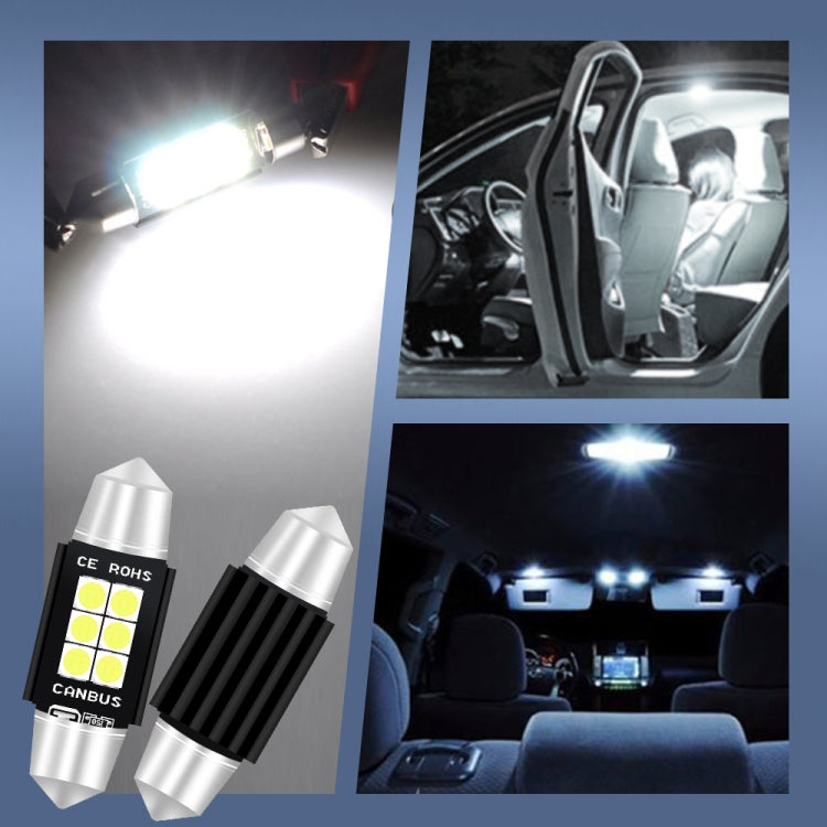 2 PCS 39mm DC12V-24V 3W 6000K 660LM 6LEDs SMD-3030 Car Reading Lamp / License Plate Light - In Car by buy2fix | Online Shopping UK | buy2fix