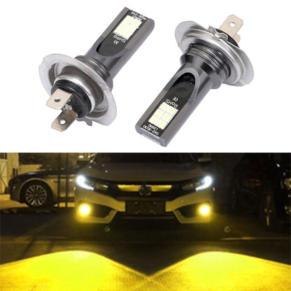 2 PCS H7 DC12V-24V / 12W / 3000K / 800LM 12LEDs SMD-3030 Car LED Fog Light (Yellow Light) - In Car by buy2fix | Online Shopping UK | buy2fix