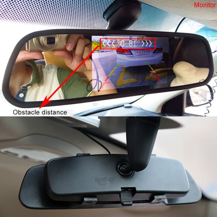 PZ604 170 Degree Car 4.3 inch Rearview Mirror Monitor with Square Camera - In Car by buy2fix | Online Shopping UK | buy2fix