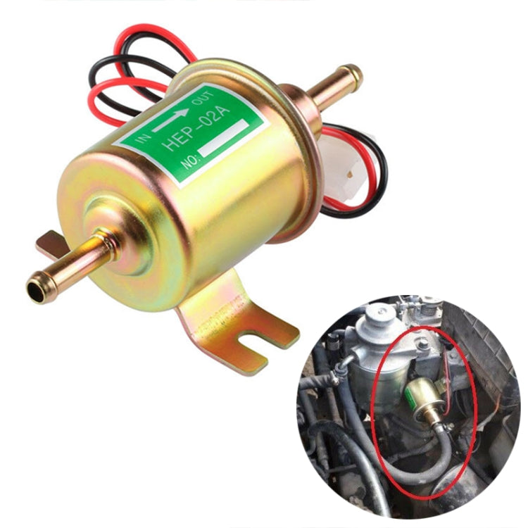 HEP-02A Universal Car 12V Fuel Pump Inline Low Pressure Electric Fuel Pump (Gold) - In Car by buy2fix | Online Shopping UK | buy2fix