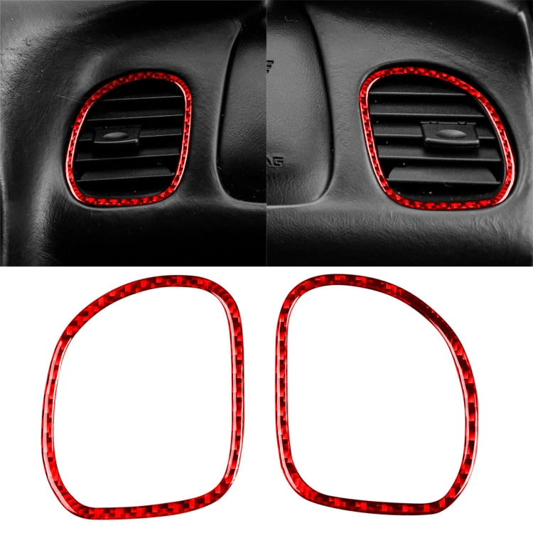 2 in 1 Carbon Fiber Car Front Passenger Seat Air Outlet Ring Sticker for Chevrolet Corvette C5 1998-2004, Left Drive(Red) - In Car by buy2fix | Online Shopping UK | buy2fix