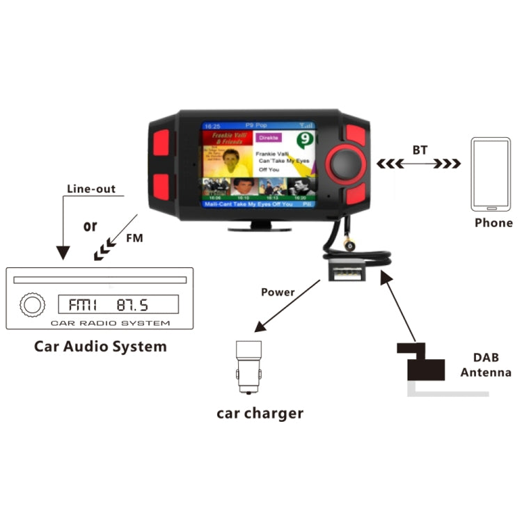 DAB-C8 Car DAB+ Digital Radio Receiver Color Screen Bluetooth Hands-free -  by buy2fix | Online Shopping UK | buy2fix