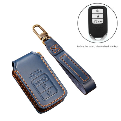 Hallmo Car Cowhide Leather Key Protective Cover Key Case for Honda 3-button Start(Blue) -  by Hallmo | Online Shopping UK | buy2fix