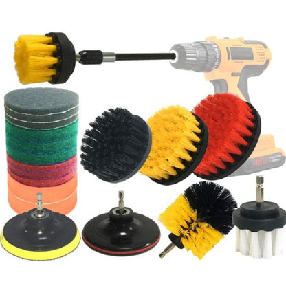 20 in 1 Floor Wall Window Glass Cleaning Descaling Electric Drill Brush Head Set - Home & Garden by buy2fix | Online Shopping UK | buy2fix