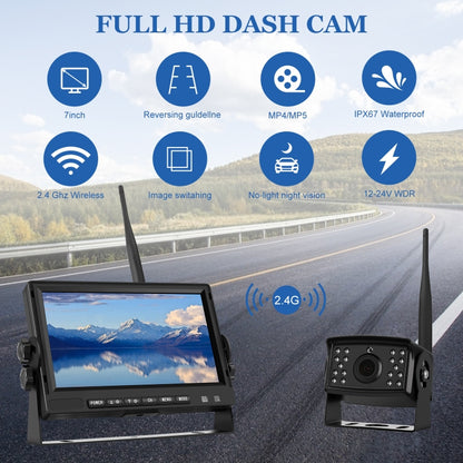 PZ710-W 7 inch Car Digital Wireless Rear-view Split-screen Monitor Single Record - In Car by buy2fix | Online Shopping UK | buy2fix