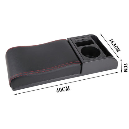 Car Multi-functional Dual USB Armrest Box Booster Pad, Microfiber Leather Curved Type (Black Red) - In Car by buy2fix | Online Shopping UK | buy2fix