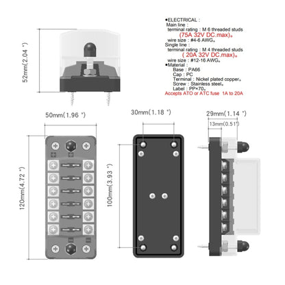 ZH-978A1 FB1901 1 In 6 Out 6 Ways Independent Positive Negative Fuse Box with 12 Fuses for Auto Car Truck Boat - In Car by buy2fix | Online Shopping UK | buy2fix