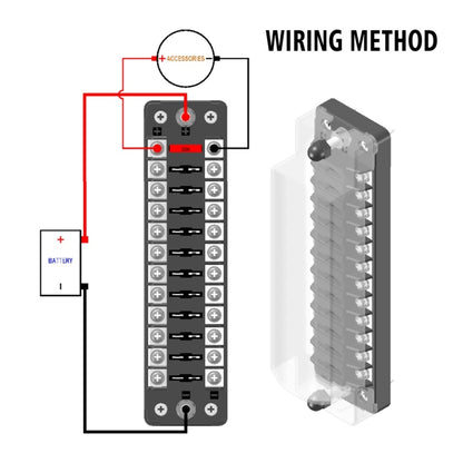 ZH-978A2 FB1902 1 In 12 Out 12 Ways Independent Positive Negative Fuse Box with 24 Fuses for Auto Car Truck Boat - In Car by buy2fix | Online Shopping UK | buy2fix