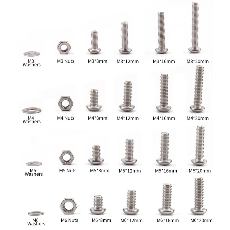 520 PCS 304 Stainless Steel Screws and Nuts Hex Socket Head Cap Screws Gasket Wrench Assortment Set Kit - In Car by buy2fix | Online Shopping UK | buy2fix