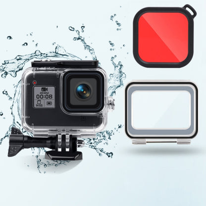 45m Waterproof Case + Touch Back Cover + Color Lens Filter for GoPro HERO8 Black (Red) - DJI & GoPro Accessories by buy2fix | Online Shopping UK | buy2fix