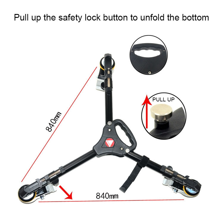 Kingjoy VX-600D Aluminium Alloy Camera Big Foot Wheel Tripod Pulley Base - Camera Accessories by buy2fix | Online Shopping UK | buy2fix