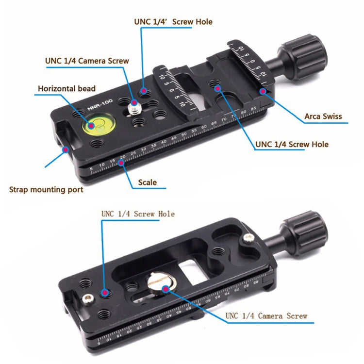 NNR-100 Multi-Purpose 100mm Nodal Rail Slide Plate QR Clamp Macro Panoramic Bracket - Camera Accessories by buy2fix | Online Shopping UK | buy2fix