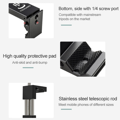 YICHUANG JH-01 Aluminum Alloy Phone Tripod Clip Holder Clamp Adapter for 65-95cm - Stand by YICHUANG | Online Shopping UK | buy2fix