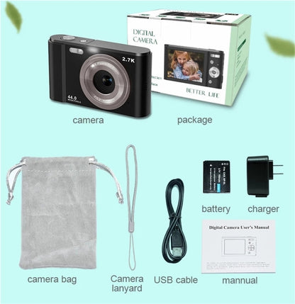 DC302 2.88 inch 44MP 16X Zoom 2.7K Full HD Digital Camera Children Card Camera, AU Plug (Black) - Consumer Electronics by buy2fix | Online Shopping UK | buy2fix