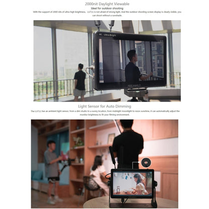 FEELWORLD LUT11 10.1 inch Ultra High Bright 2000nit Touch Screen DSLR Camera Field Monitor, 4K HDMI Input Output 1920 x 1200 IPS Panel(US Plug) - On-camera Monitors by FEELWORLD | Online Shopping UK | buy2fix