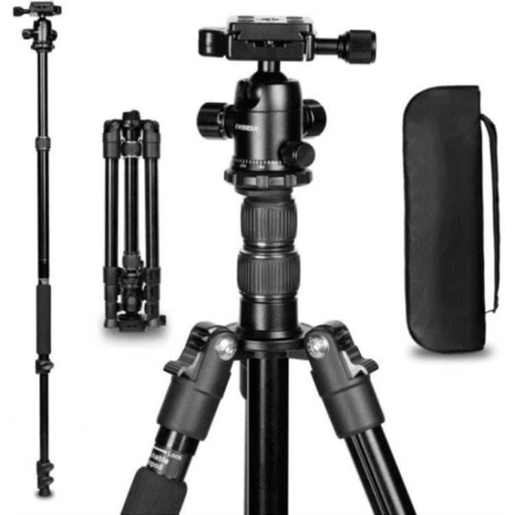 TRIOPO K2508S+B1S Adjustable Portable  Aluminum Alloy Tripod with Ball Head for SLR Camera(Black) - Camera Accessories by TRIOPO | Online Shopping UK | buy2fix