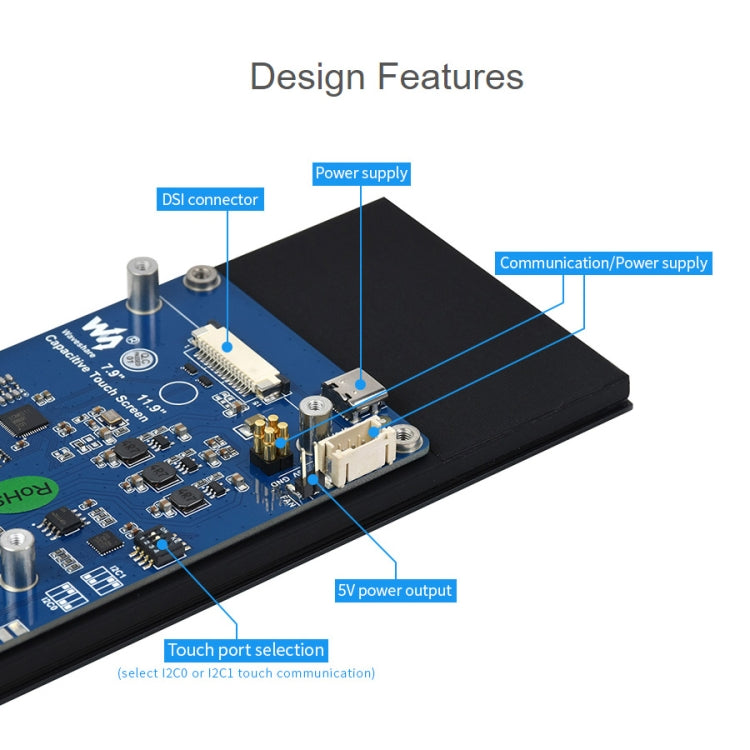 WAVESHARE 7.9 inch Capacitive Touch Display For Raspberry Pi, 400 x 1280, IPS, DSI Interface - LCD & LED Display Module by WAVESHARE | Online Shopping UK | buy2fix