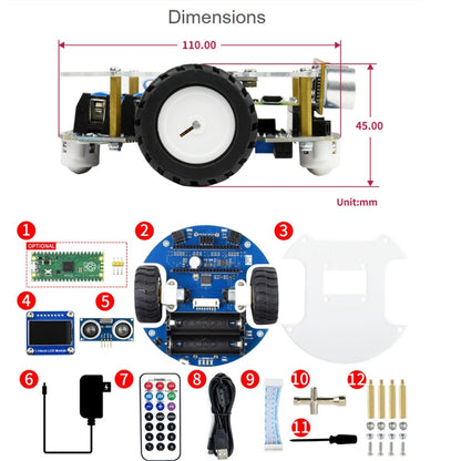 Waveshare PicoGo Mobile Robot, Based on Raspberry Pi Pico, Self Driving, Remote Control(US Plug) - Consumer Electronics by WAVESHARE | Online Shopping UK | buy2fix