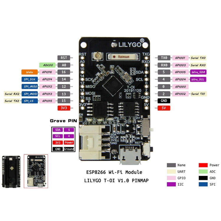 TTGO T-OI ESP8266 Chip Rechargeable 16340 Battery Holder Development Board - Module by TTGO | Online Shopping UK | buy2fix