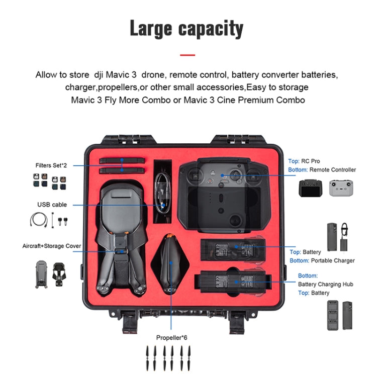 STARTRC 1110290 ABS Waterproof Shockproof Suitcase Storage Box for DJI Mavic 3 (Black) - DJI & GoPro Accessories by STARTRC | Online Shopping UK | buy2fix