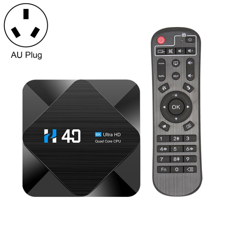 H40 4K Ultra HD Smart TV BOX Android 10.0 Media Player with Remote Control, Quad-core, RAM: 4GB, ROM: 64GB(AU Plug) - Amlogic S905 by buy2fix | Online Shopping UK | buy2fix