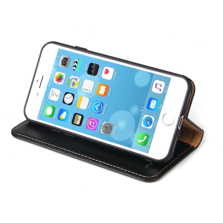 For iPhone SE 2022 / SE 2020 / 8 / 7 Fierre Shann PU Genuine Leather Texture Horizontal Flip Leather Case with Holder & Card Slots & Wallet(Black) - iPhone SE 2022 / 2020 / 8 / 7 Cases by FIERRE SHANN | Online Shopping UK | buy2fix