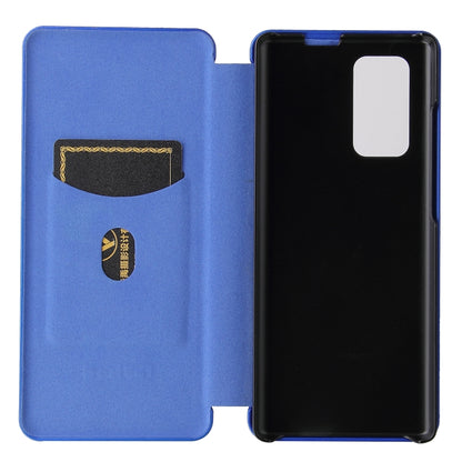 For LG Wing 5G Carbon Fiber Texture Horizontal Flip TPU + PC + PU Leather Case with Card Slot(Blue) - Mobile Accessories by buy2fix | Online Shopping UK | buy2fix