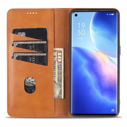 For Oppo Reno5 5G AZNS Magnetic Calf Texture Horizontal Flip Leather Case with Card Slots & Holder & Wallet(Red) - OPPO Cases by AZNS | Online Shopping UK | buy2fix