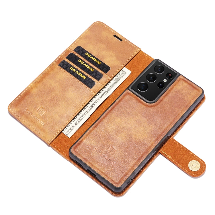 For Samsung Galaxy S21 Ultra 5G DG.MING Crazy Horse Texture Flip Detachable Magnetic Leather Case with Holder & Card Slots & Wallet(Brown) - Galaxy S21 Ultra 5G Cases by DG.MING | Online Shopping UK | buy2fix