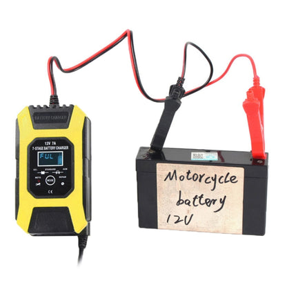 FOXSUR Car / Motorcycle Repair Charger 12V 7A 7-stage + Multi-battery Mode Lead-acid Battery Charger, Plug Type:JP Plug(Yellow) - In Car by FOXSUR | Online Shopping UK | buy2fix