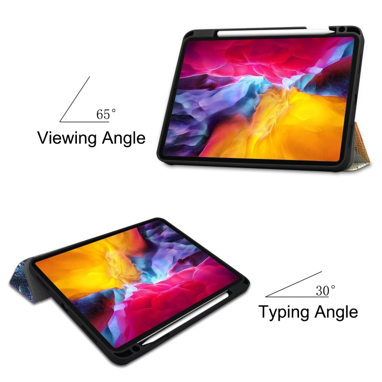 For iPad Pro 11 2022 / 2021 Colored Drawing Horizontal Flip TPU + PU Leather Tablet Case with Three-folding Holder & Sleep / Wake-up Function & Pen Slot(Starry Sky) - Apple Accessories by buy2fix | Online Shopping UK | buy2fix