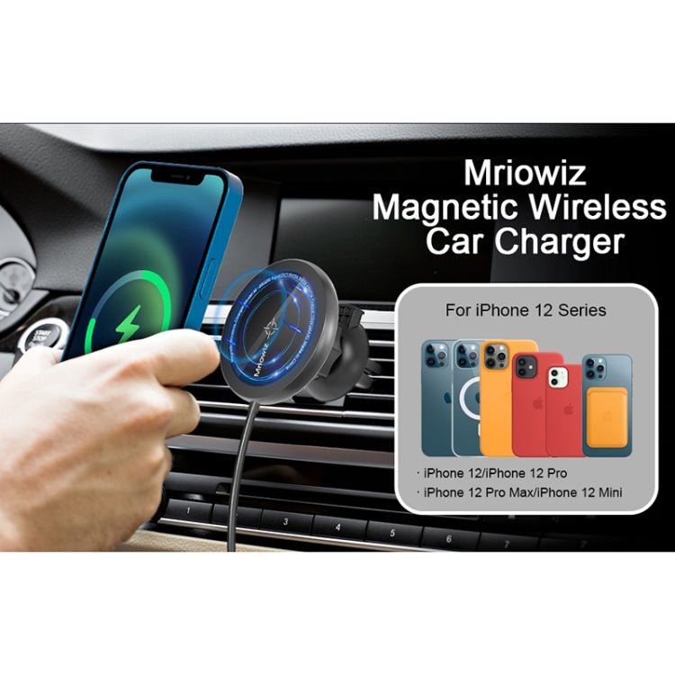 Mriowiz M-2002W 15W 360-degree Rotating MagSafe Magnetic Car Wireless Charger for iPhone 12 Series, with USB + USB-C / Type-C Data Cable, Cable Length: 1m - In Car by buy2fix | Online Shopping UK | buy2fix