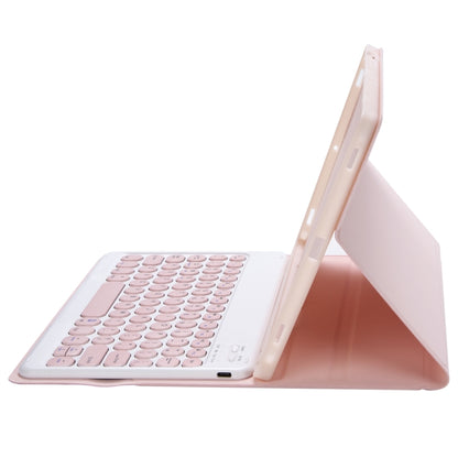 YT098B Detachable Candy Color Skin Feel Texture Round Keycap Bluetooth Keyboard Leather Case For iPad Air 4 10.9 2020 / Air 5 10.9 2022 (Pink) - For iPad Air by buy2fix | Online Shopping UK | buy2fix