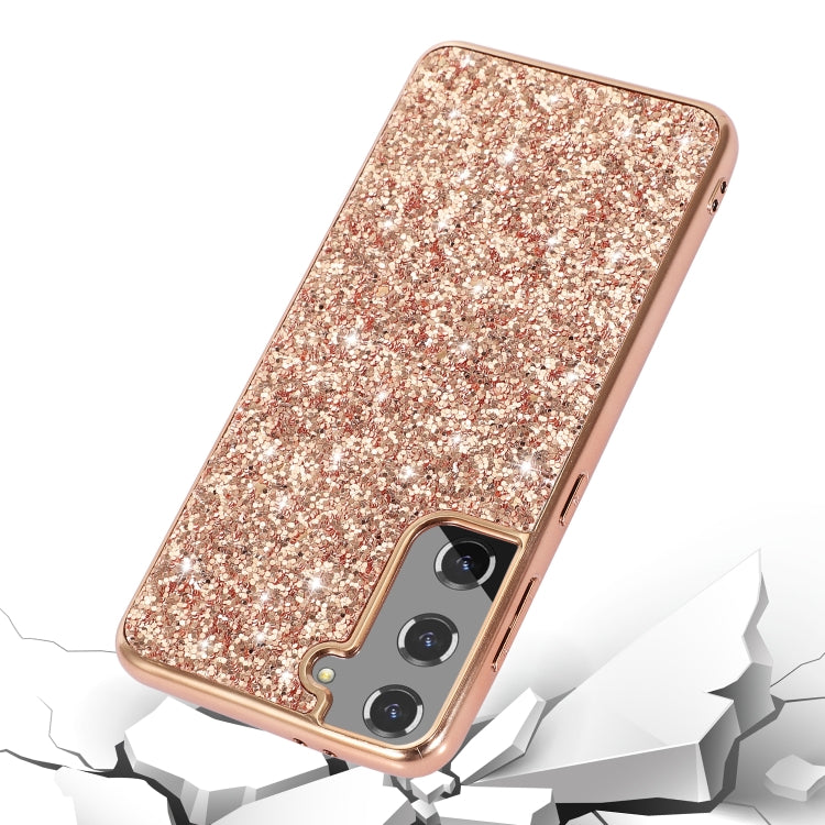 For Samsung Galaxy S21 FE Glitter Powder Shockproof TPU Protective Case(Rose Gold) - Samsung Accessories by buy2fix | Online Shopping UK | buy2fix