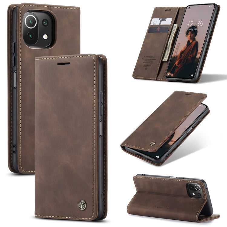 For Xiaomi Mi 11 Lite CaseMe 013 Multifunctional Horizontal Flip Leather Case, with Card Slot & Holder & Wallet(Coffee) - Xiaomi Cases by CaseMe | Online Shopping UK | buy2fix