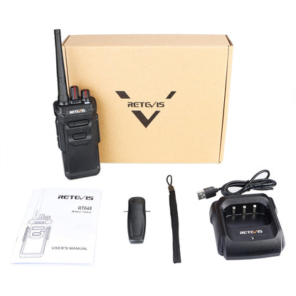 RETEVIS RT48 2W 16CHS Waterproof FRS Handheld Walkie Talkie, US Plug(Black) - Handheld Walkie Talkie by RETEVIS | Online Shopping UK | buy2fix