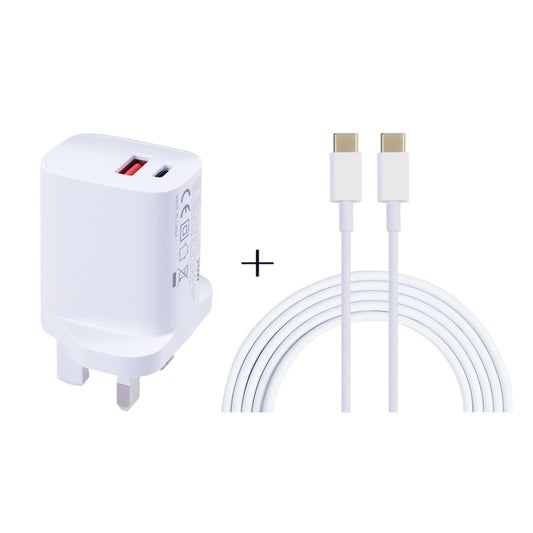 E087 20W USB-C / Type-C + USB Ports Charger with 100W Type-C to Type-C Fast Charging Cable 1m, UK Plug - Mobile Accessories by buy2fix | Online Shopping UK | buy2fix