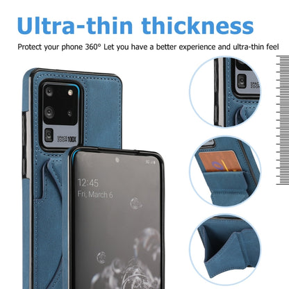 For Samsung Galaxy S20 Ultra-thin Shockproof Protective Case with Holder & Metal Magnetic Function(Blue) - Samsung Accessories by buy2fix | Online Shopping UK | buy2fix