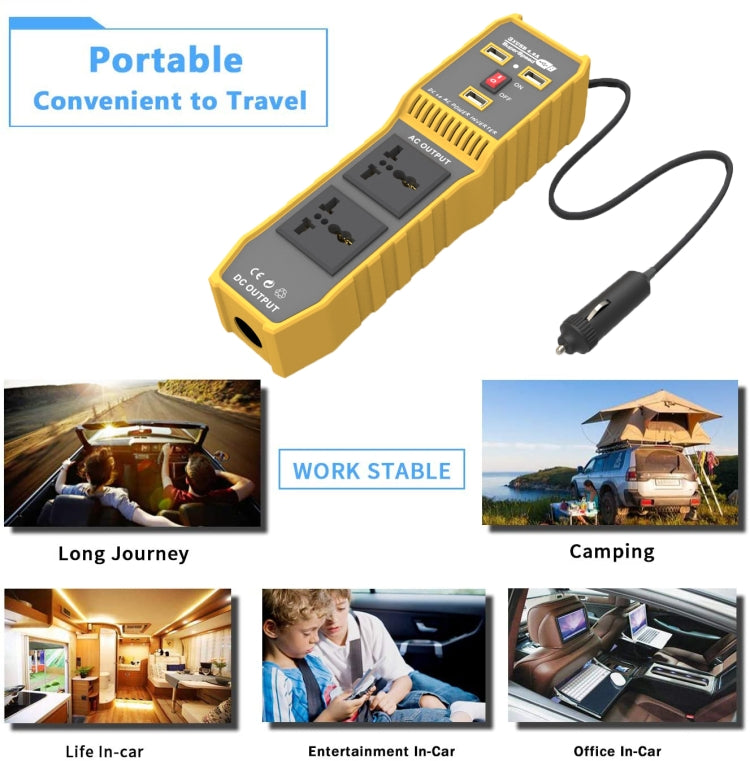 12V to 110V 300W Car Power Inverter with Three USB - In Car by buy2fix | Online Shopping UK | buy2fix