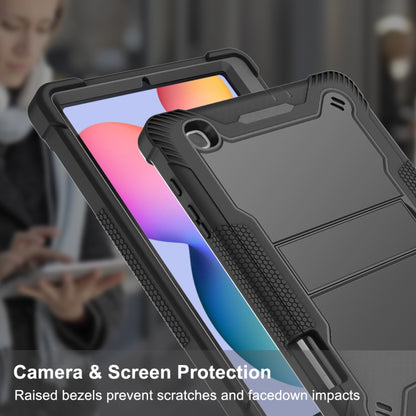 For Samsung Galaxy Tab S6 Lite Silicone + PC Shockproof Protective Case with Holder(Black) - Tab S6 Lite P610 / P615 by buy2fix | Online Shopping UK | buy2fix