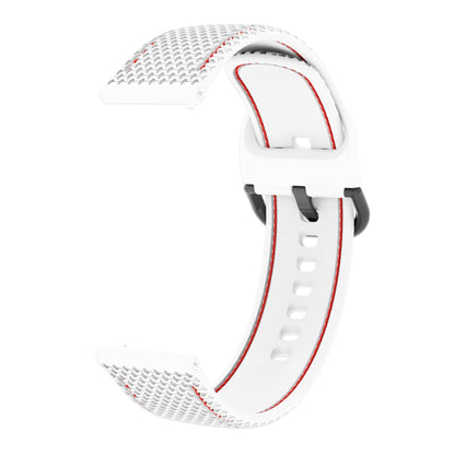 20mm For Samsung Galaxy Watch Active 2 Two-color Stitching Silicone Watch Band(White) - Watch Bands by buy2fix | Online Shopping UK | buy2fix