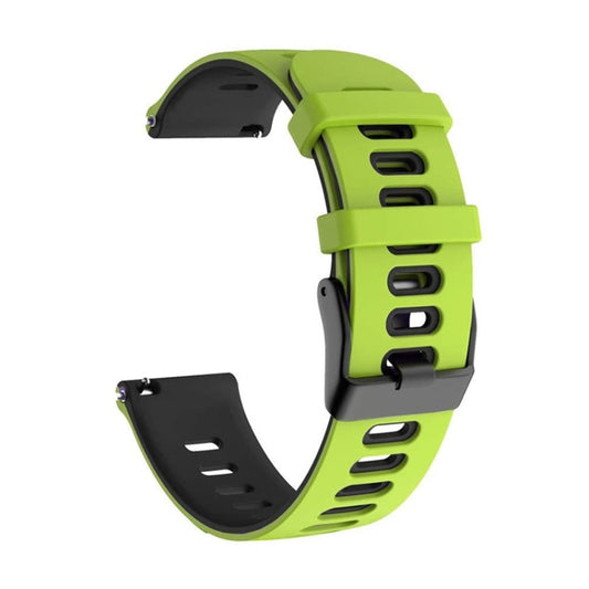 22mm For Garmin Vivoactive 4 / Venu 2 Universal Two-color Silicone Watch Band(Green Black) - Watch Bands by buy2fix | Online Shopping UK | buy2fix