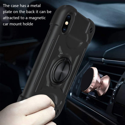 For iPhone XR Shockproof Silicone + PC Protective Case with Dual-Ring Holder(Black) - More iPhone Cases by buy2fix | Online Shopping UK | buy2fix