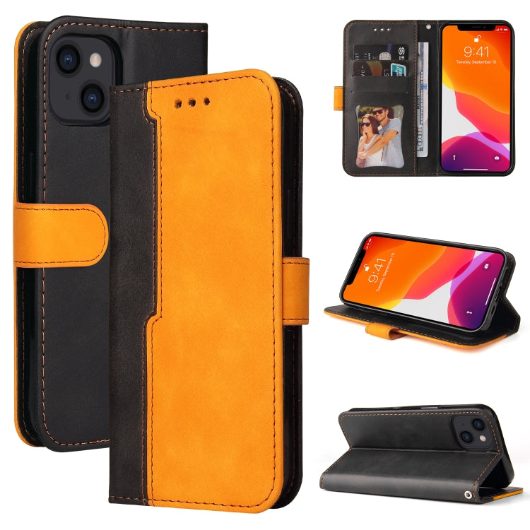 For iPhone 13 Business Stitching-Color Horizontal Flip PU Leather Case with Holder & Card Slots & Photo Frame (Orange) - iPhone 13 Cases by buy2fix | Online Shopping UK | buy2fix