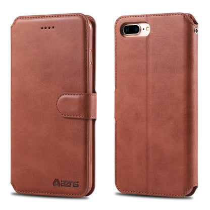 For iPhone 7 Plus / 8 Plus AZNS Calf Texture Magnetic Horizontal Flip PU Leather Case with Holder & Card Slots & Photo Frame(Brown) - More iPhone Cases by AZNS | Online Shopping UK | buy2fix