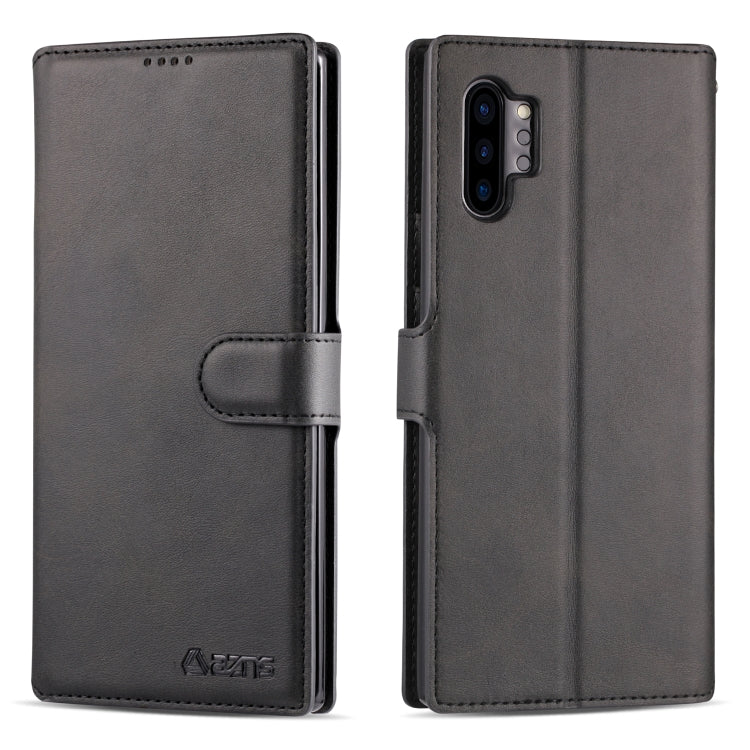 For Galaxy Note 10 Plus AZNS Calf Texture Magnetic Horizontal Flip PU Leather Case with Holder & Card Slots & Photo Frame(Black) - Galaxy Phone Cases by AZNS | Online Shopping UK | buy2fix